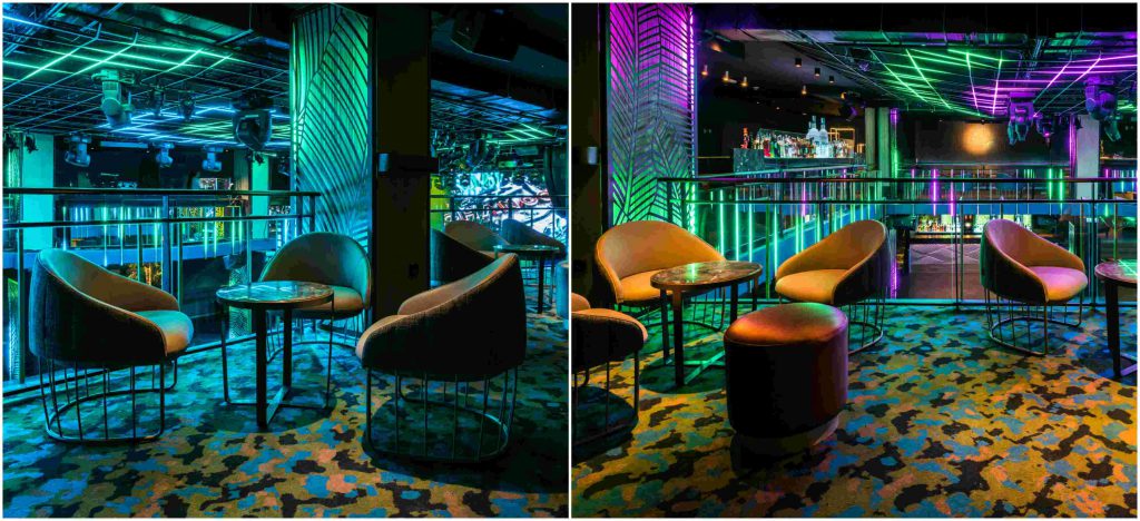 Sala Changó. chango club discoteca Madrid. Diseño Cuarto Interior. Iluminación led cambios de color