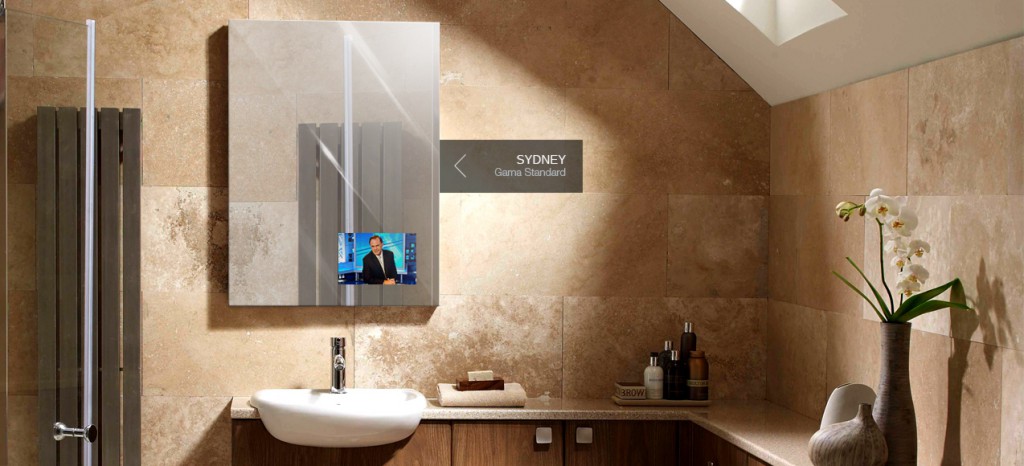 residencial-espacio-bano-sydney Miralay televisión espejo. Televisión integrada en espejo